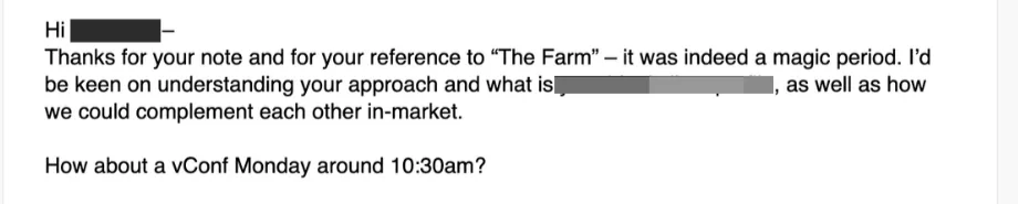 Reply from a CTO proposing a video call