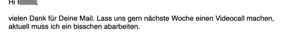 Reply in German agreeing to a video call next week